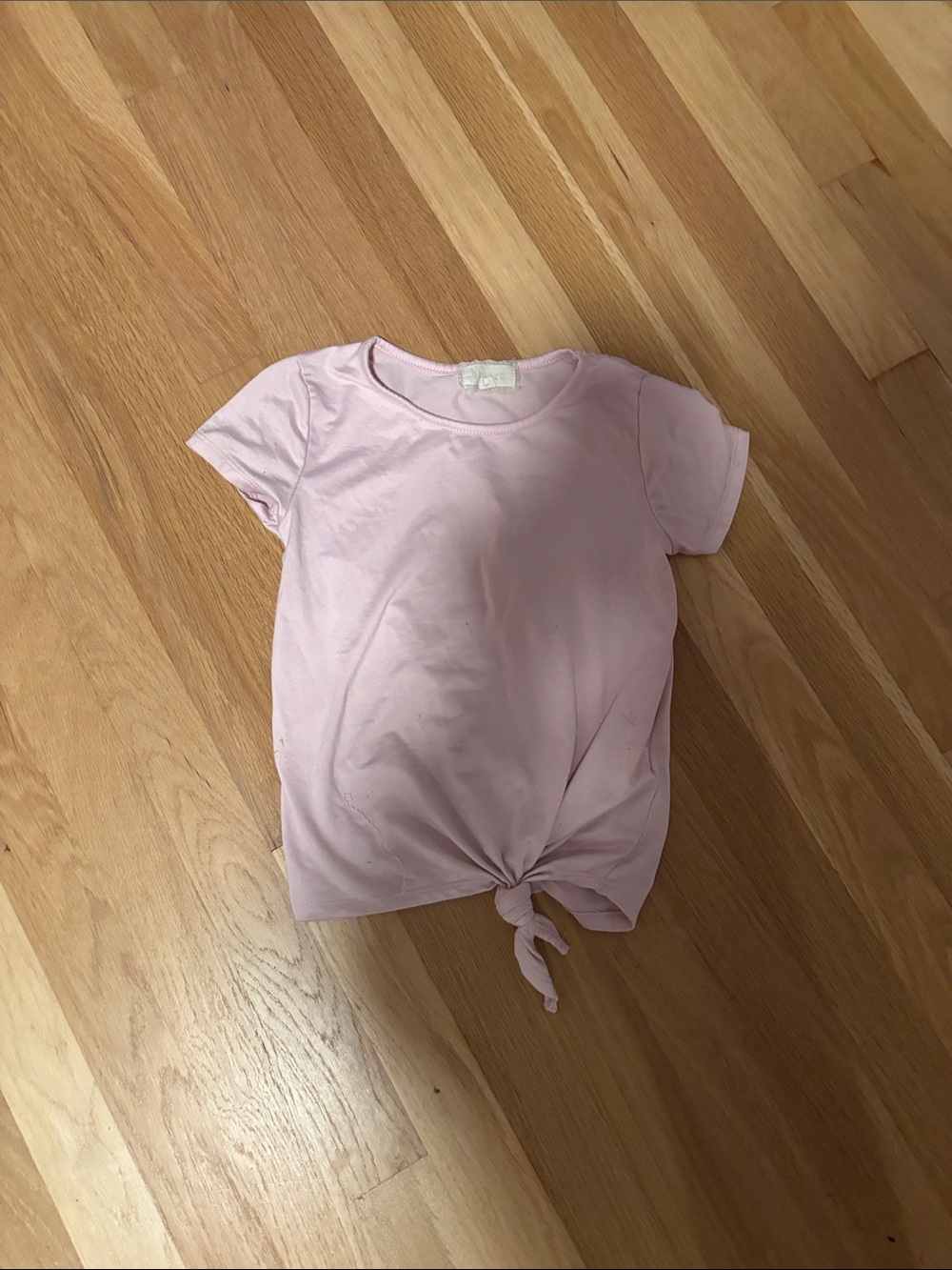 btween Soft Tie-Front Tee in Pale Pink